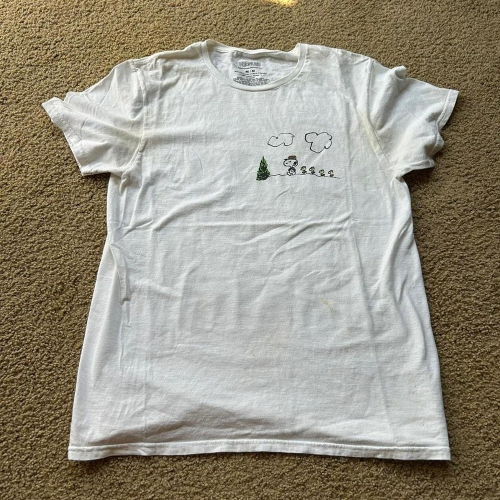 Vintage White Peanuts Snoopy cartoon strip cotton tee